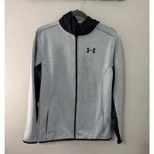 Under Armour ColdGear,Youth XLgray & black full zip hoodie. Functional, athletic